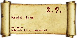 Krahl Irén névjegykártya